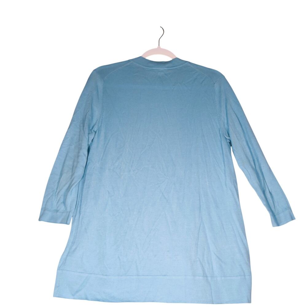 Talbots Cardigan Sweater Womens Medium Blue Open Front 3/4 Sleeve Lightweight - Picture 6 of 11